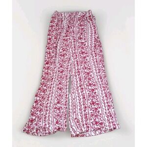 Charlotte Russe XL Pants Womens Red White Flowy Wide Leg Pants Y2k Palazzo Boho